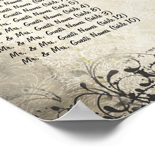 フォト明るい赤紫色ガーベラデイジーシーティングチャート ポスター (角)