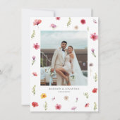 フォト春結婚ワイルドフラワーサンキューカード サンキューカード (裏面)