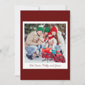 フォト暖炉ストッキングレッドホリデーカード 招待状 (裏面)