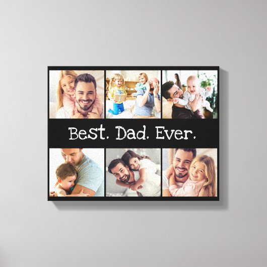 フォト最高のコラージュパパの白黒 キャンバスプリント (正面)