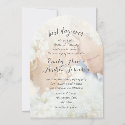 フォト最高のデイエバーダマスクチャクフォント結婚ズ 招待状 (裏面)