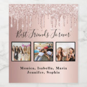 フォト最高のフレンズ永遠のバラ金ゴールドピンク ワインラベル (シングルラベル)