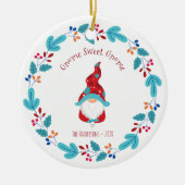 フォト格言スウィート格言かわいい小妖精や小人フローラリース セラミックオーナメント (正面)