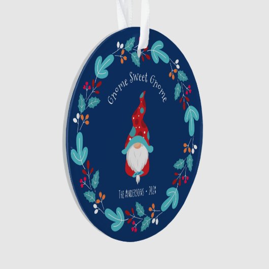 フォト格言スウィート格言フローラリース小妖精や小人ブルー オーナメント (正面)