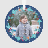 フォト格言スウィート格言フローラリース小妖精や小人ブルー オーナメント (裏面)