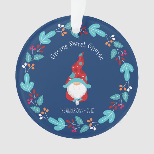 フォト格言スウィート格言フローラリース小妖精や小人ブルー オーナメント (正面)