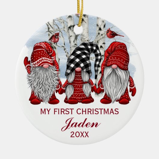 フォト格言マイ初めてのクリスマスウォータカラーホリデイ セラミックオーナメント (正面)