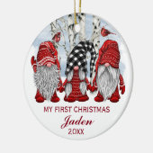 フォト格言マイ初めてのクリスマスウォータカラーホリデイ セラミックオーナメント (左)