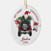 フォト格言マイ初めてのクリスマスウォーターカラーホリデイ セラミックオーナメント (右)