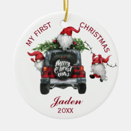 フォト格言マイ初めてのクリスマスウォーターカラーホリデイ セラミックオーナメント