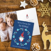 フォト格言forホリデーズカワイイおもしろい小妖精や小人リースブルー カード