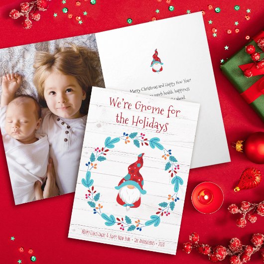 フォト格言forホリデーズカワイイおもしろい素朴リース カード