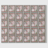 フォト気持ち名レッドグリーンストライプのクリスマス ラッピングペーパー (フラット)