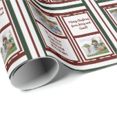 フォト気持ち名レッドグリーンストライプのクリスマス ラッピングペーパー (ロールコーナー)