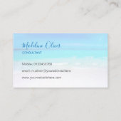 フォト海ビーチシートラベルロゴブルー 名刺 (裏面)