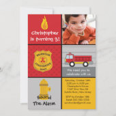 フォト消防士の少年消防車誕生パーティー 招待状 (正面)
