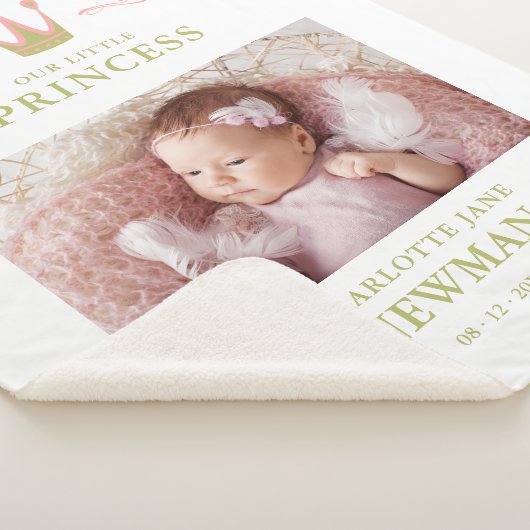 フォト生まれたばかりのユニセックスクラウン私たちの小さなプリンセス シェルパブランケット (3/4)