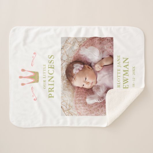 フォト生まれたばかりのユニセックスクラウン私たちの小さなプリンセス シェルパブランケット (正面(横))