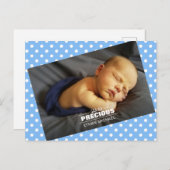 フォト生まれたばかりの男の赤ちゃんブルー水玉模様カード ポストカード (正面/裏面)