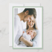 フォト男の赤ちゃんグリーン出生告知モノグラム 案内状 (裏面)