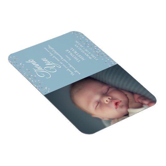 フォト男の赤ちゃんスクリプトありがとうございました誕生のお知らせ マグネット (右側)