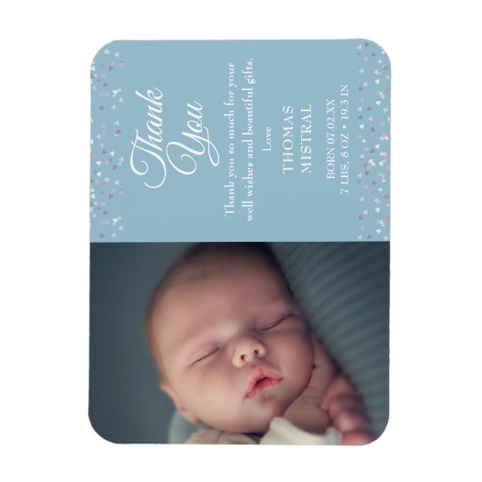 フォト男の赤ちゃんスクリプトありがとうございました誕生のお知らせ マグネット (縦)