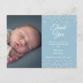 フォト男の赤ちゃんスクリプトラブハートありがとう誕生 案内ポストカード (正面)