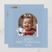 **フォト男の赤ちゃん第1回クリスマスフラットホリデーカード シーズンカード (正面/裏面)