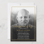 フォト白黒お祝いのライフ葬儀 招待状 (正面)