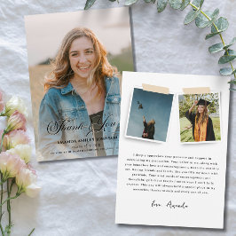 フォト白黒の卒業 サンキューカード