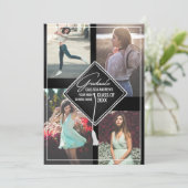 フォト白黒キャップとタッセル枠付き卒業 招待状 (スタンド正面)