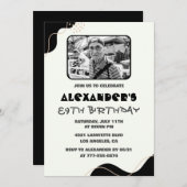 フォト白黒メンズ89歳の誕生日 招待状 (正面/裏面)