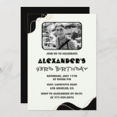 フォト白黒メンズ93歳の誕生日 招待状 (正面/裏面)