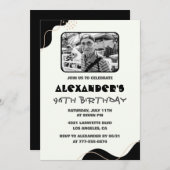 フォト白黒メンズ96歳の誕生日 招待状 (正面/裏面)