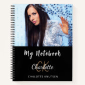 フォト白黒モノグラム名 ノートブック (正面)