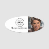 フォト白黒ロシンプルゴ楕円 名札 (正面)