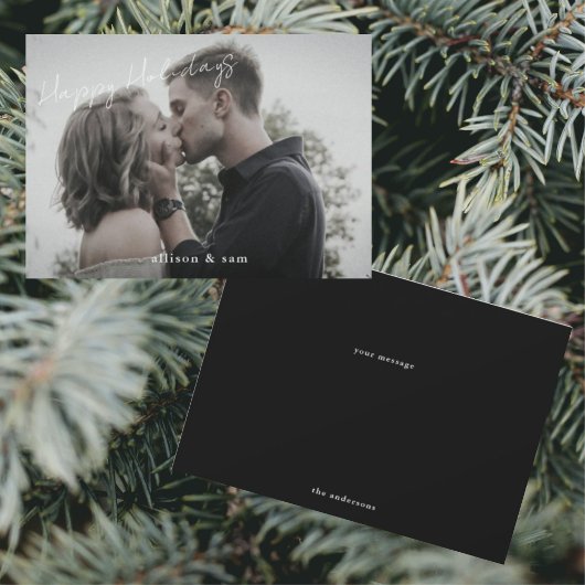 フォト白黒文字ハッピーホリデイズ シーズンカード