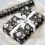 フォト白黒紙吹雪名30th Birthday ラッピングペーパー<br><div class="desc">30歳の誕生日のラッピング紙のおもしろいの写真のコラージュでカスタマイズ、すべての誕生日のプレゼントを包む名前。黒はっきりしたと白の三角形、楕円、長方形、円、および正方形の紙吹雪のグラフィック。黒い背景は、白い紙吹雪や写真を劇的に探す。</div>