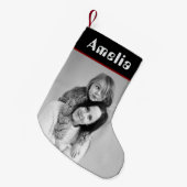 フォト白黒素朴フェスティバルプレイドタータンチェック スモールクリスマスストッキング (正面 (吊り時))