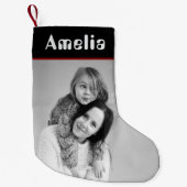 フォト白黒素朴フェスティバルプレイドタータンチェック スモールクリスマスストッキング (正面)