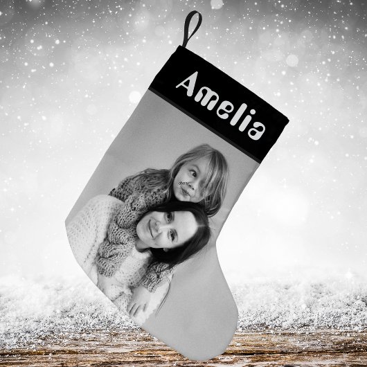 フォト白黒素朴フェスティバルプレイドタータンチェック スモールクリスマスストッキング
