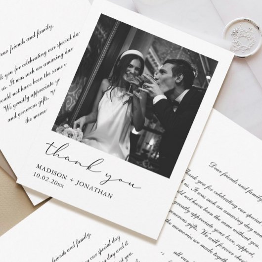 フォト白黒結婚のサンキューカード 招待状