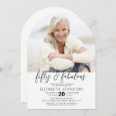 フォト白黒50ファブラス誕生日アーチモダン 招待状 (正面/裏面)