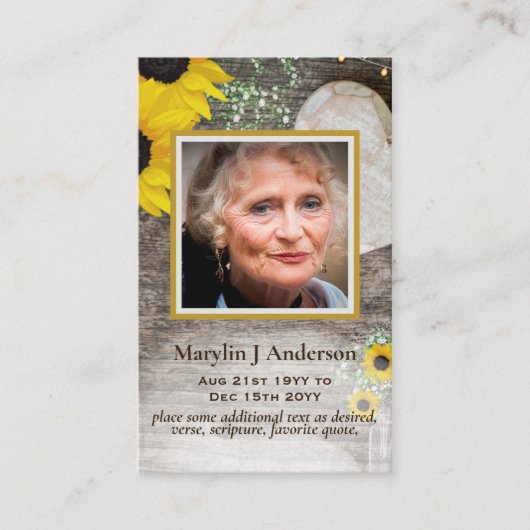 フォト祈りの言葉カード生命の記念お祝い 名刺 (正面)