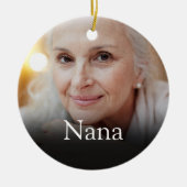 フォト祖母おばあちゃん定義ピンク セラミックオーナメント (正面)