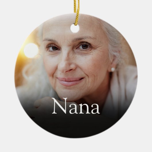 フォト祖母おばあちゃん定義ピンク セラミックオーナメント (正面)