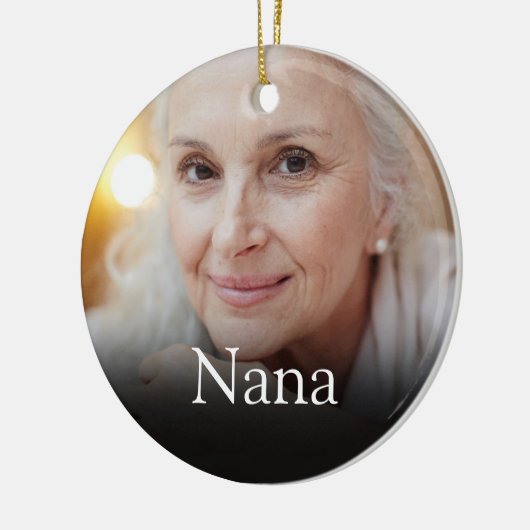 フォト祖母おばあちゃん定義ピンク セラミックオーナメント (左)