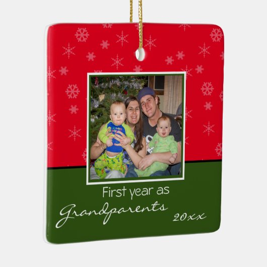 フォト祖父母クリスマスの飾り セラミックオーナメント (右)