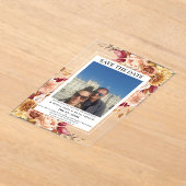 フォト秋フローラ日付の保存 アクリル招待状 (レイダウン)