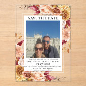 フォト秋フローラ日付の保存 アクリル招待状 (正面)